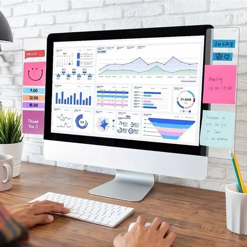 Acrylic Monitor Message Board With Phone Storage And Business Card Holder 3