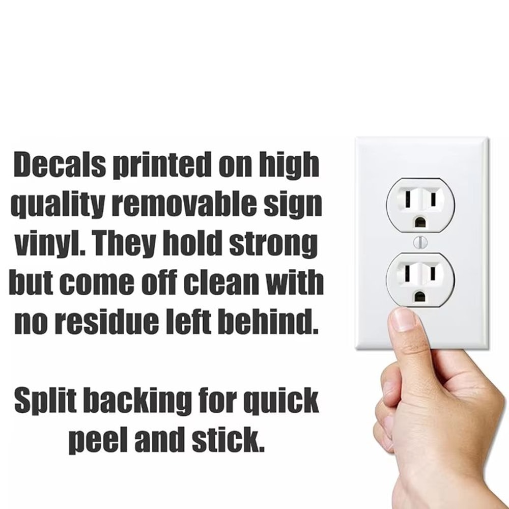 Funny Fake Power Outlet Stickers 3Pack Realistic Prank Wall Decals 3