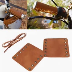 retro brown leather tie rope handlebar covers 2-pack adjustable non-slip motorcycle bicycle grips