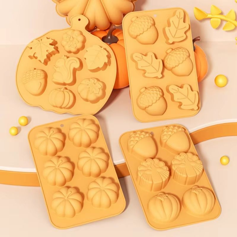 Thanksgiving Silicone Chocolate Mold Pumpkin Maple Leaf Squirrel Turkey Shapes 1