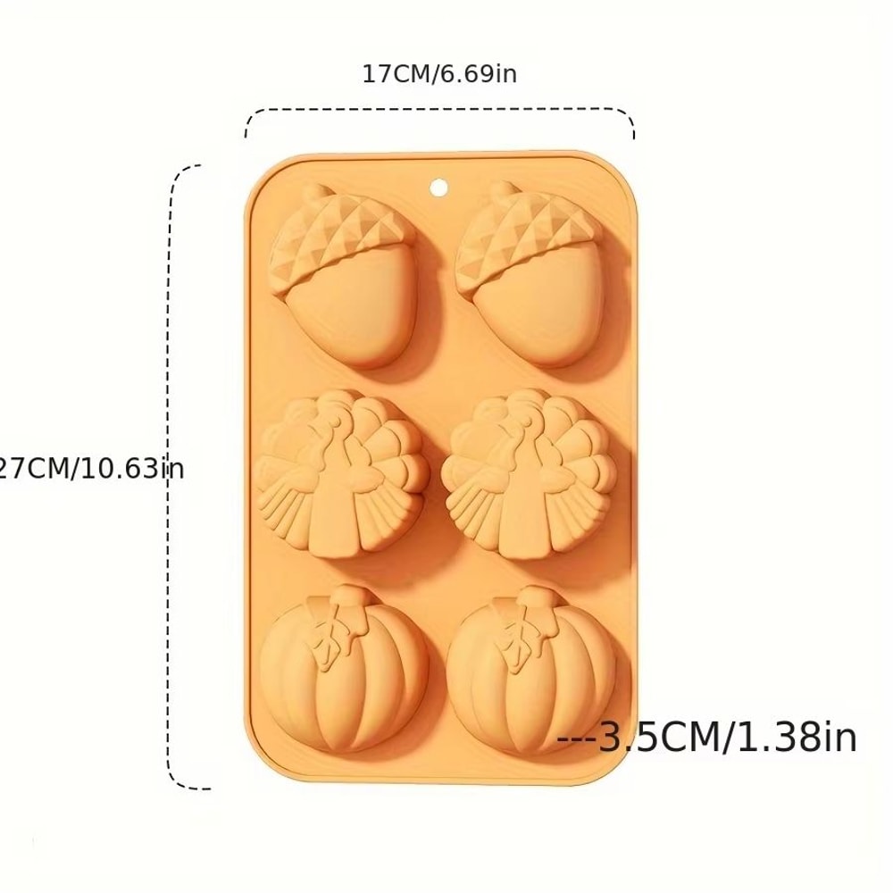 Thanksgiving Silicone Chocolate Mold Pumpkin Maple Leaf Squirrel Turkey Shapes 6