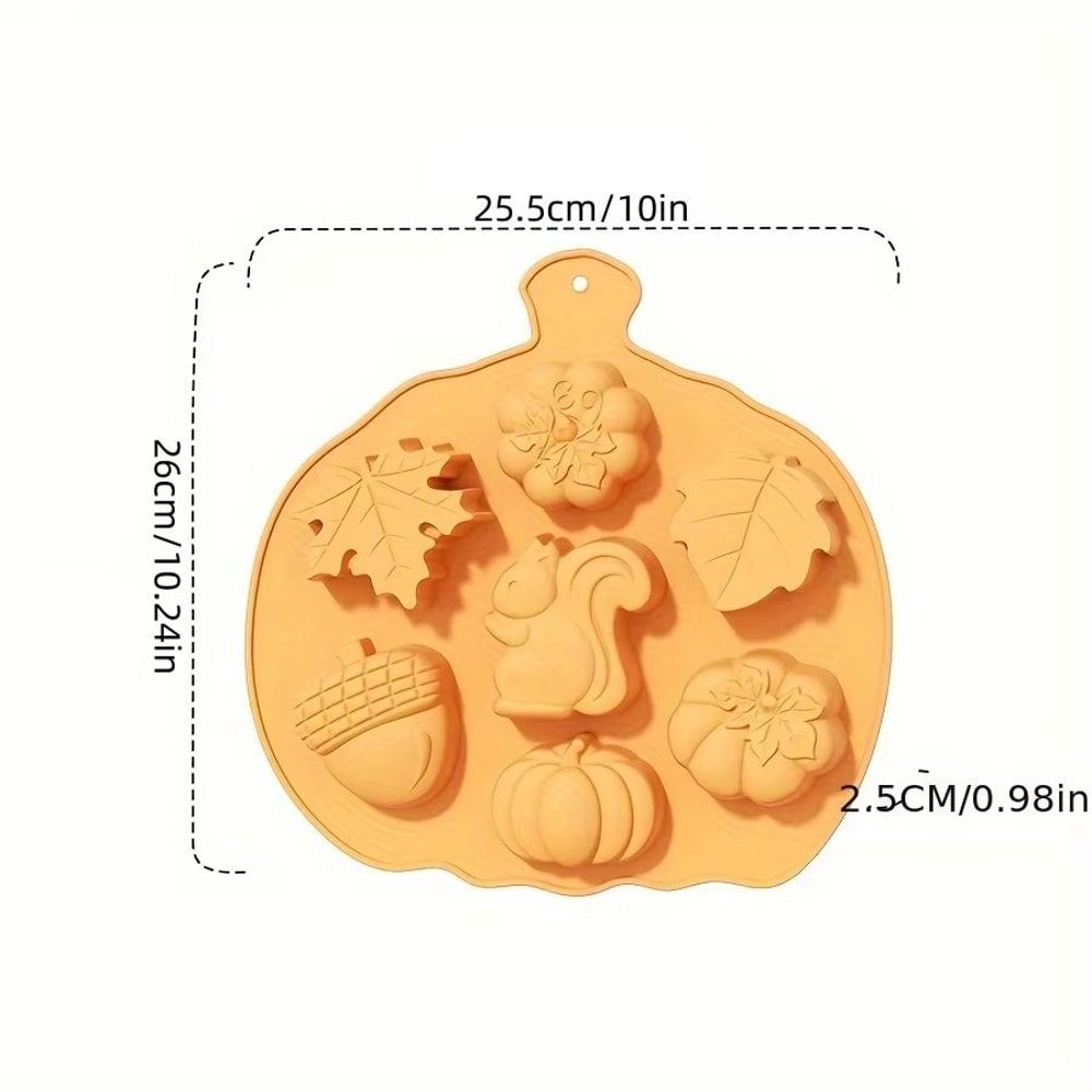 Thanksgiving Silicone Chocolate Mold Pumpkin Maple Leaf Squirrel Turkey Shapes 7