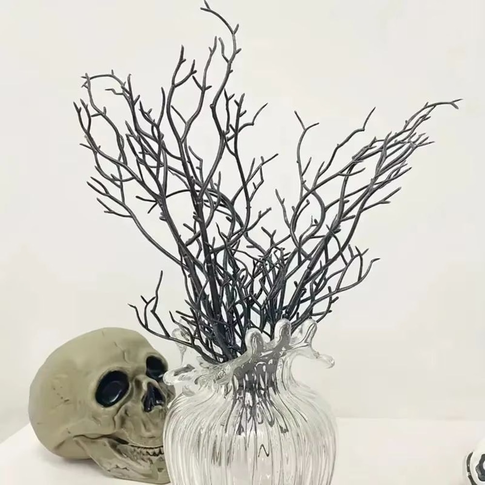 Halloween Black Artificial Dead Branch Antlers 5Pack Realistic Plastic Tree Branches 0
