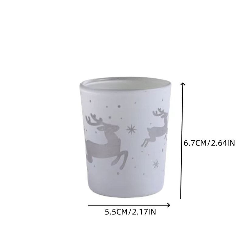 Mini Christmas Tree And Elk Glass Candle Holder Small Holiday Decoration Ornament 7