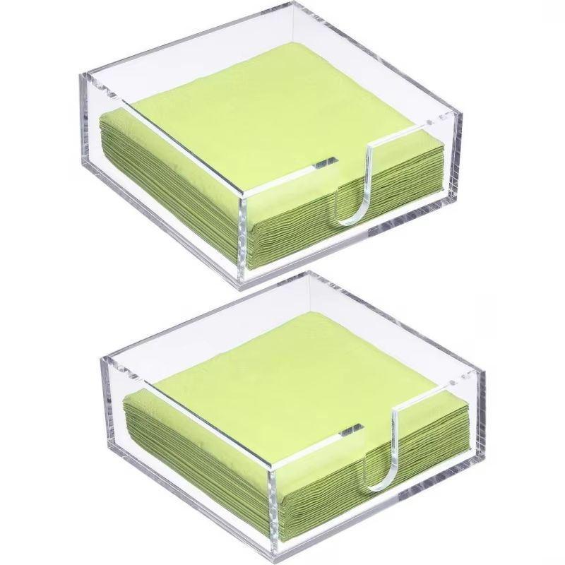 Square Transparent Acrylic Napkin Holder Tissue Box For Home And Restaurant 0