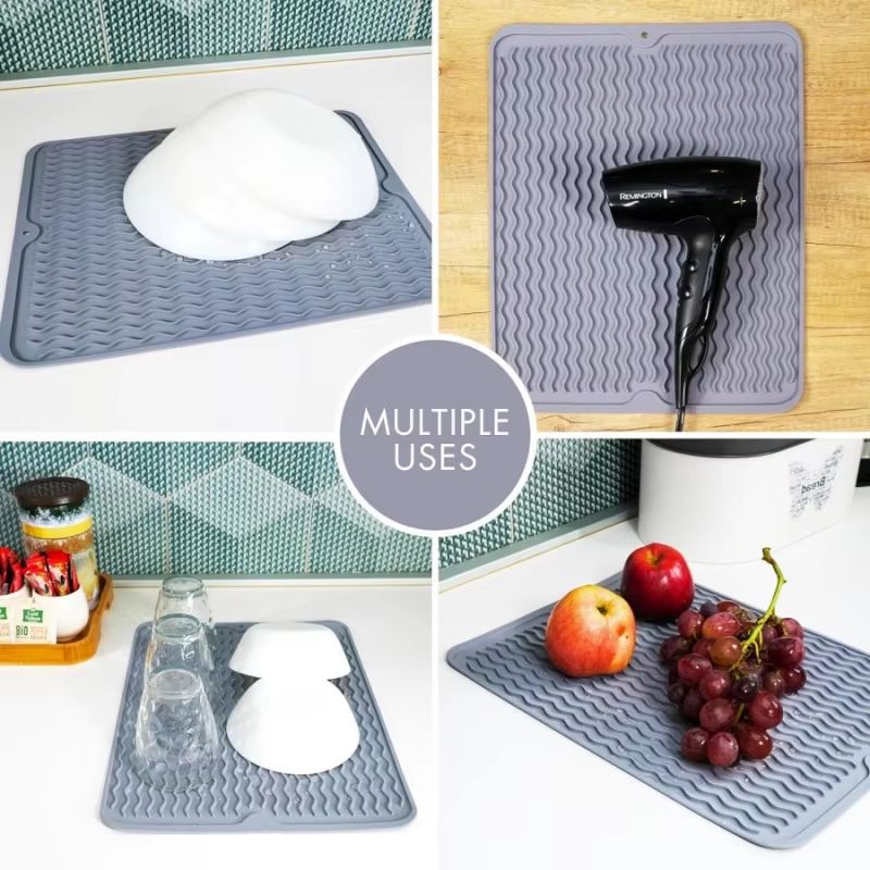 Silicone Kitchen Draining And Heat Insulation Mat Countertop Drying And AntiScald Tableware Mat 4