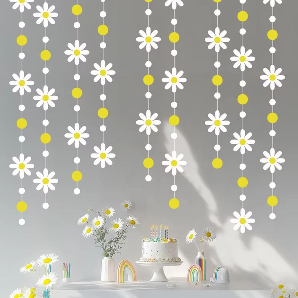 Korean Style Daisy Wind Flag Flower Garland Party Hanging Room Decoration 1