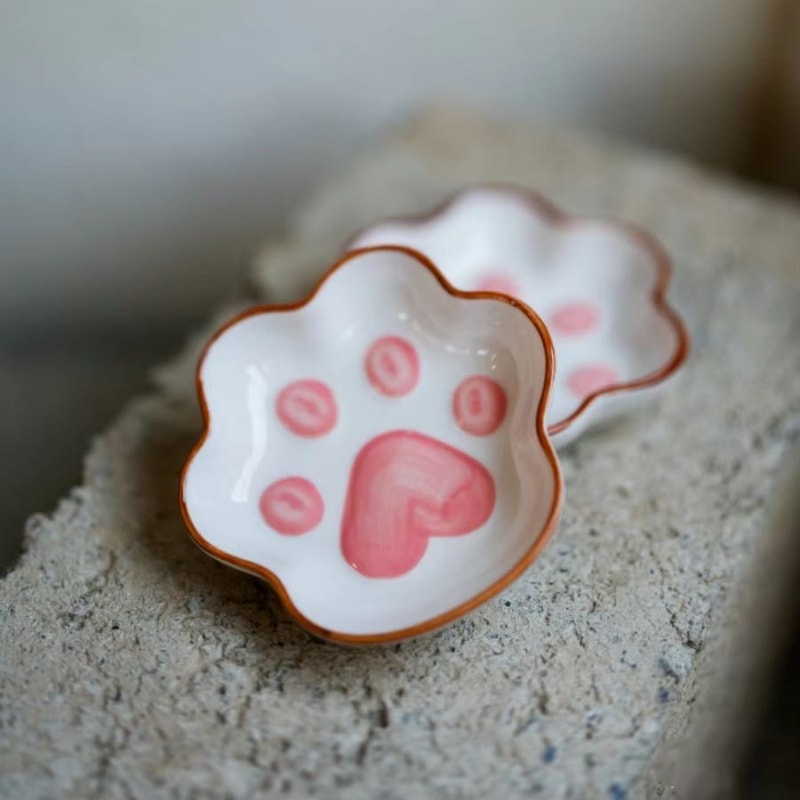 Japanese Cat Paw Dipping Sauce Dish Cute Ceramic Seasoning Plate For Soy Sauce Condiments 1