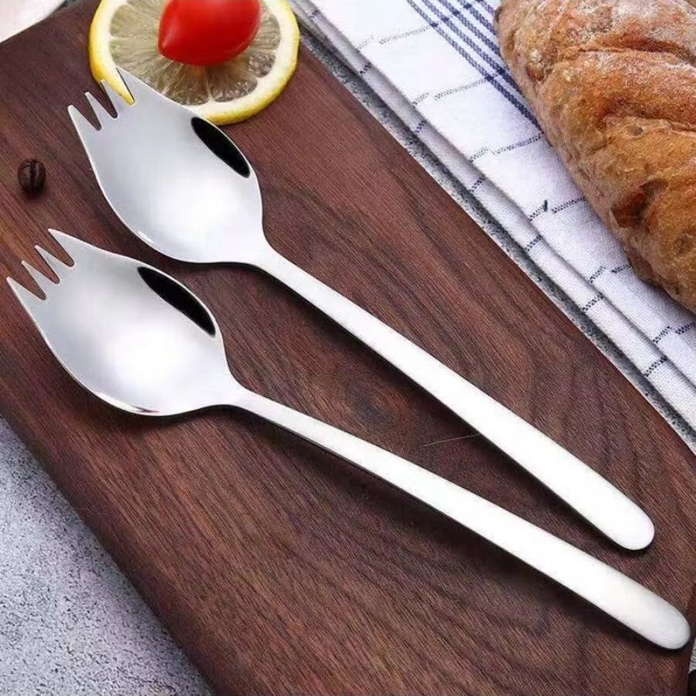 MultiFunctional Stainless Steel Spoon Fork Set Tableware For Noodles Fruit Salad 1