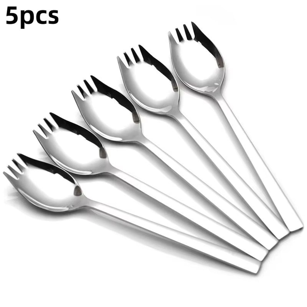 MultiFunctional Stainless Steel Spoon Fork Set Tableware For Noodles Fruit Salad 6