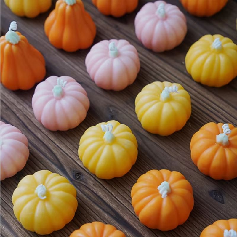 Pink Orange Pumpkin Shaped Scented Candle Autumn Decor Party Favor Gift 2