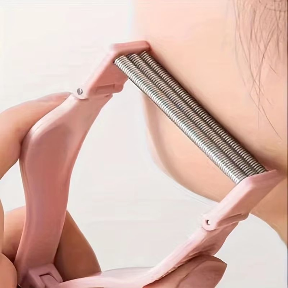 Pink Spring Facial Hair Remover 55in Stainless Steel Epilator For Face Lip Eyebrow Mustache 1