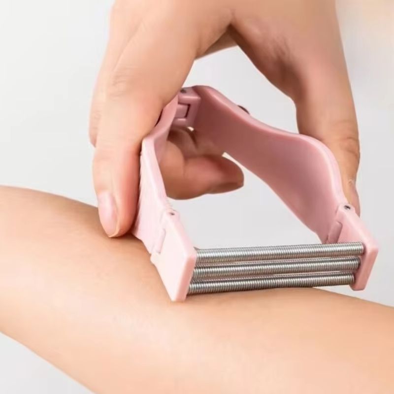 Pink Spring Facial Hair Remover 55in Stainless Steel Epilator For Face Lip Eyebrow Mustache 3