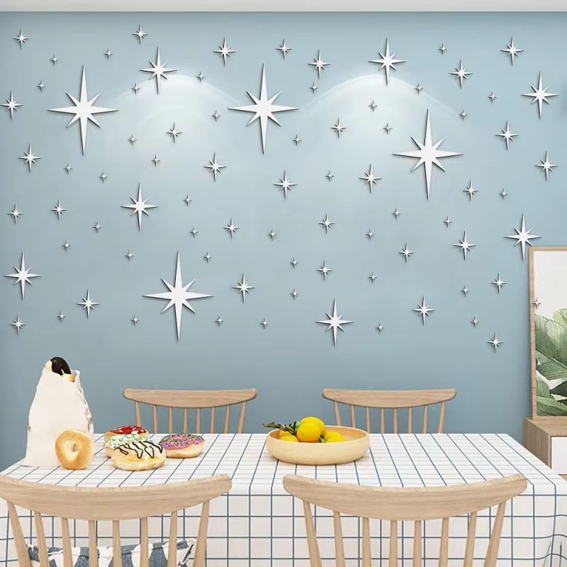 82Piece Acrylic Mirror Wall Stickers 3D Star Wall Decor SelfAdhesive For Home Bedroom Living Room 4