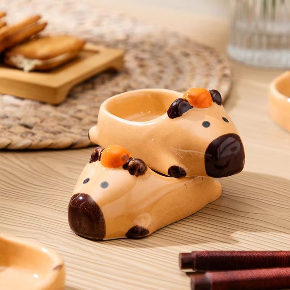 HandPainted Capybara Dipping Bowl 31in Ceramic Sauce Dish For Condiments And Snacks 3