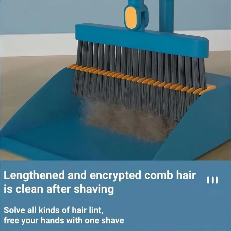 Durable Broom And Dustpan Set With Long Handle Standing Dustpan For Home Office Dorm And Classroom 4