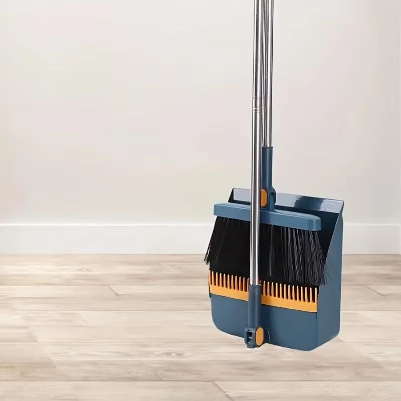 Durable Broom And Dustpan Set With Long Handle Standing Dustpan For Home Office Dorm And Classroom 6
