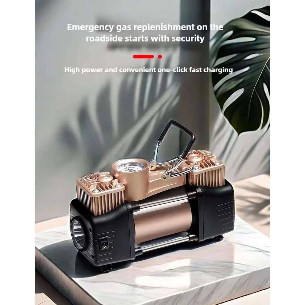 12V 120W Dual Cylinder Car Tire Inflator Portable Air Pump With LED Light And Auto ShutOff 1