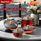 Red Stainless Steel Cookware Set 12 Piece Nonstick Pots And Pans Kitchen Cookware Collection 0