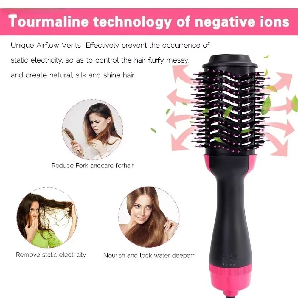 4in1 Hot Air Comb Hair Styling Tool Anionic Straightening Brush Dryer Curling Volumizing Hot Air C 0