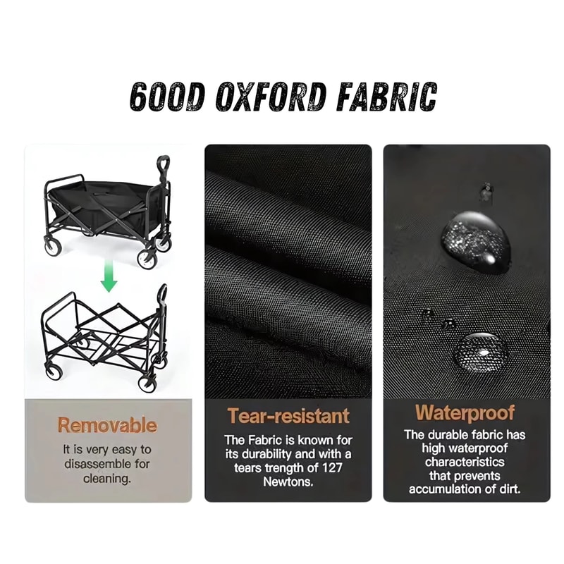 FlexiLite Folding Utility Wagon Heavy Duty Cart 220 LB Capacity With FlatFree Wheels For Camping Be 1