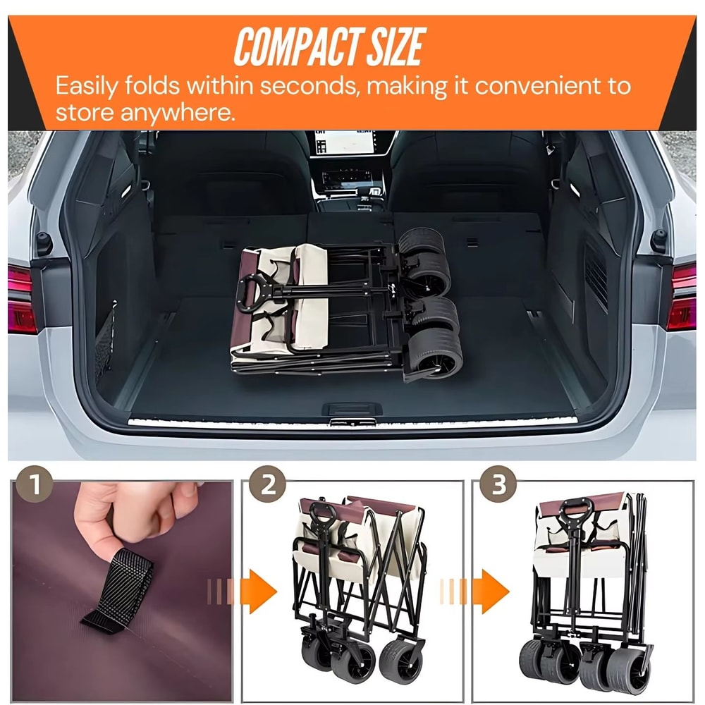 FlexiLite Folding Utility Wagon Heavy Duty Cart 220 LB Capacity With FlatFree Wheels For Camping Be 2