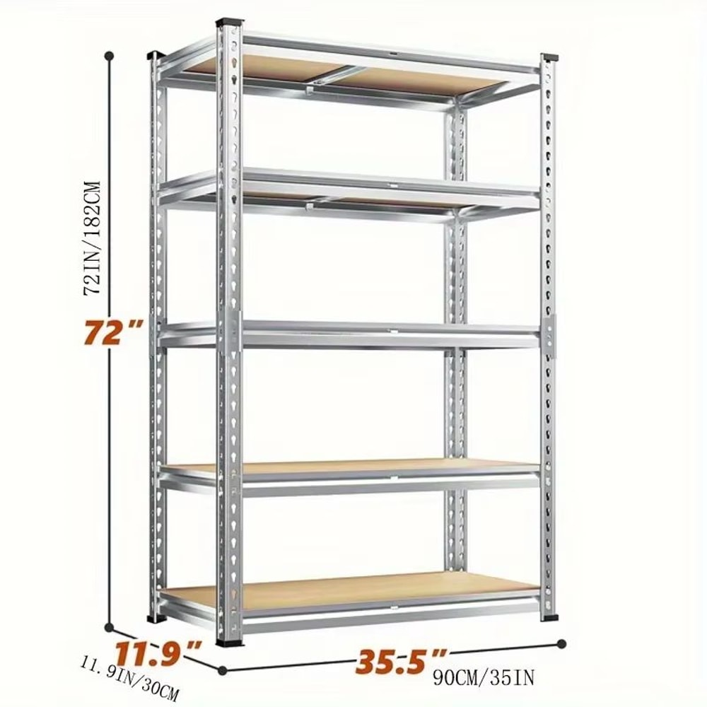5 Tier Heavy Duty Shelving Unit 2000 Lb Capacity Adjustable Metal Storage Rack For Garage And Wareh 5