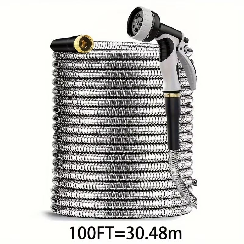 Heavy Duty Garden Hose With Stainless Steel Pipe And Adjustable 10Function Spray Nozzle 2