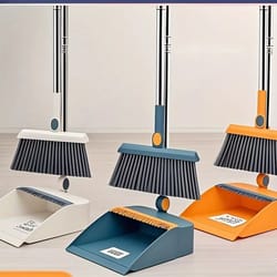 2 piece broom and dustpan set folding broom sweeping set with standing dustpan for home use
