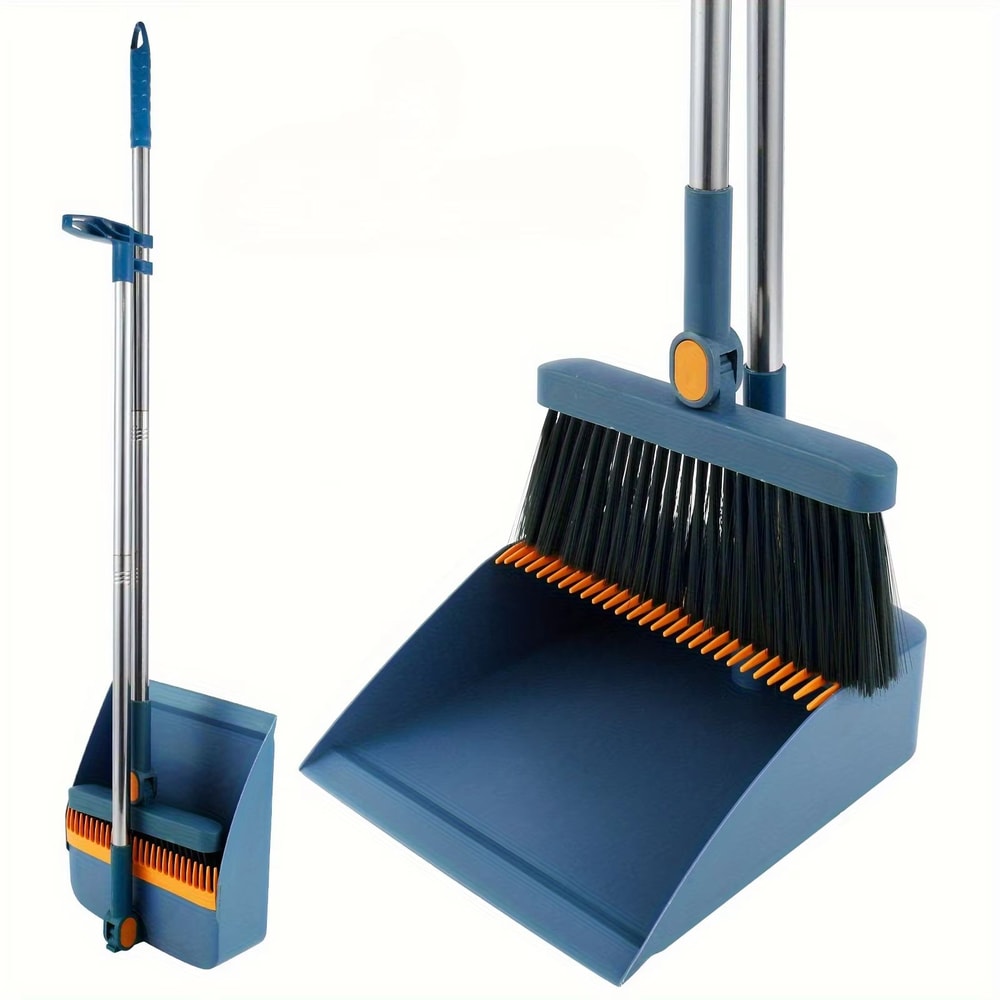 2 Piece Broom And Dustpan Set Folding Broom Sweeping Set With Standing Dustpan For Home Use 5