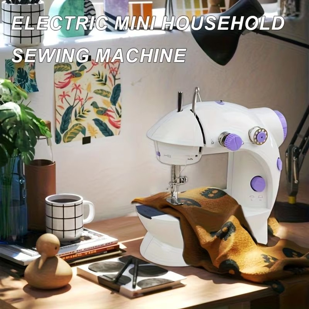 Mini Electric Sewing Machine Portable Home Kit With Foot Pedal Double Speed Night Light Two Thread 5