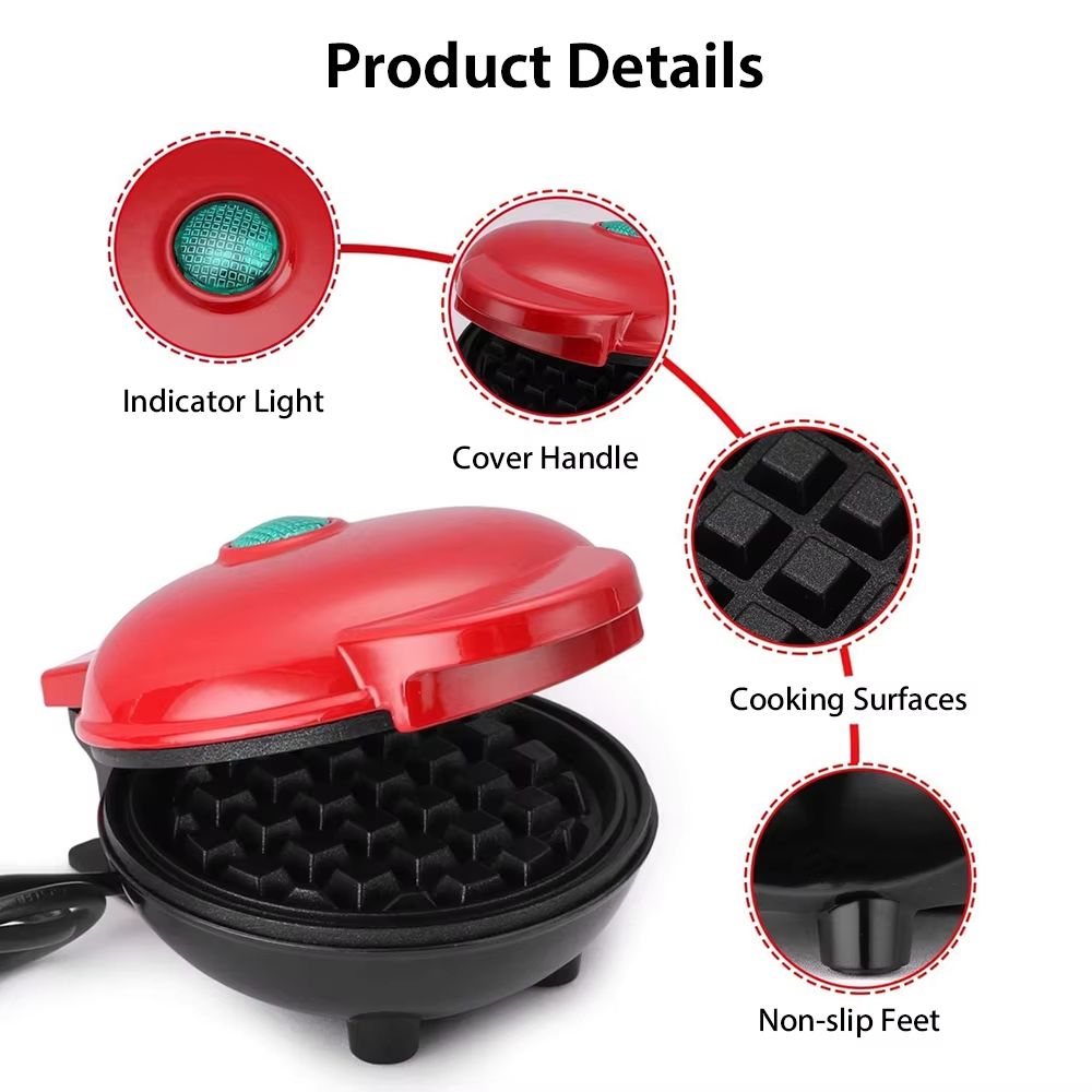 350W Mini Waffle Maker Nonstick Bubble Waffle Maker Eggette Machine For Breakfast And Snacks 2