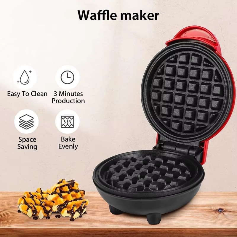350W Mini Waffle Maker Nonstick Bubble Waffle Maker Eggette Machine For Breakfast And Snacks 3