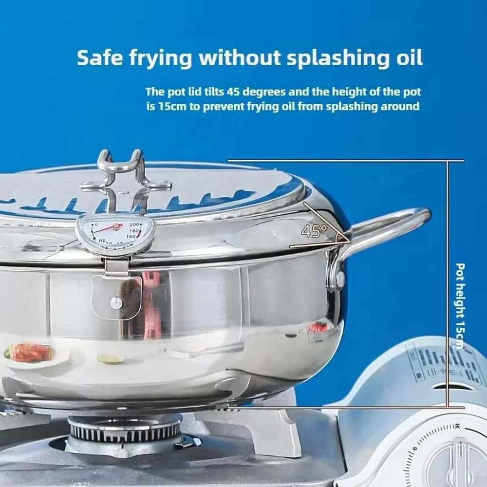 Stainless Steel Deep Fryer Pot With Thermometer And Oil Drip Drainer Rack Induction And Gas Ready T 5