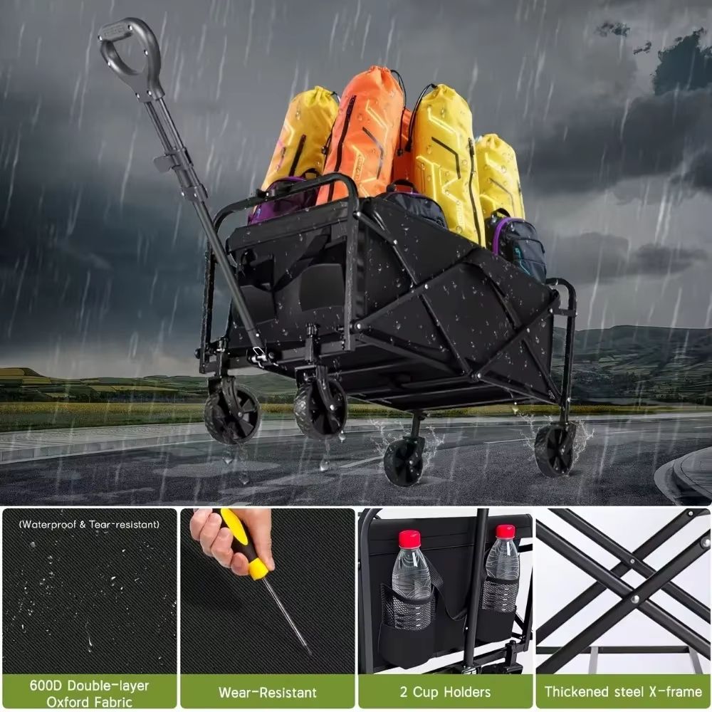 Heavy Duty Foldable Utility Cart 220 LB Capacity Portable Outdoor Camping And Picnic Collapsible Ca 0