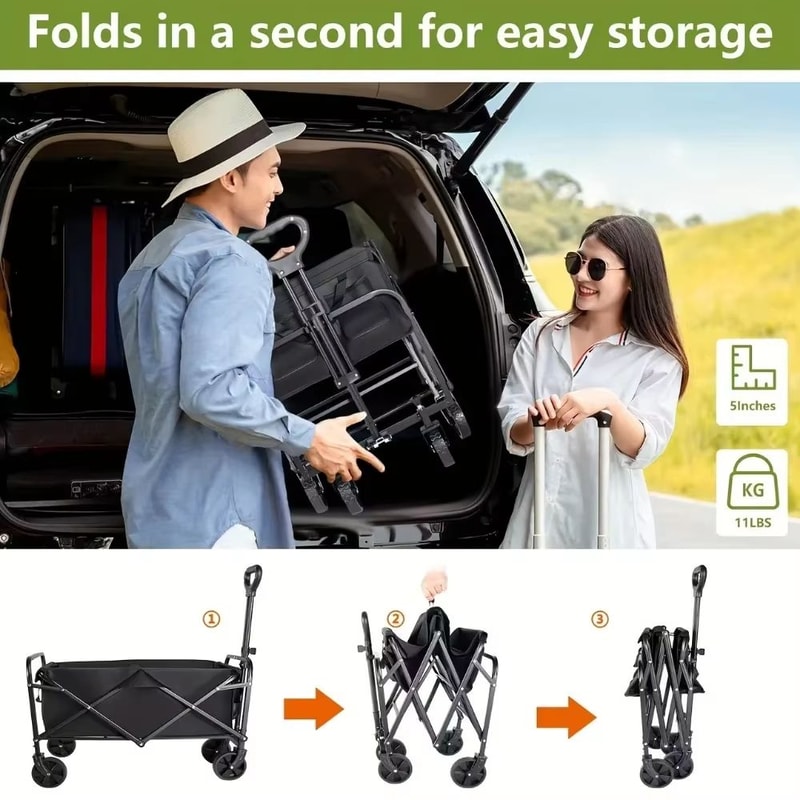 Heavy Duty Foldable Utility Cart 220 LB Capacity Portable Outdoor Camping And Picnic Collapsible Ca 3