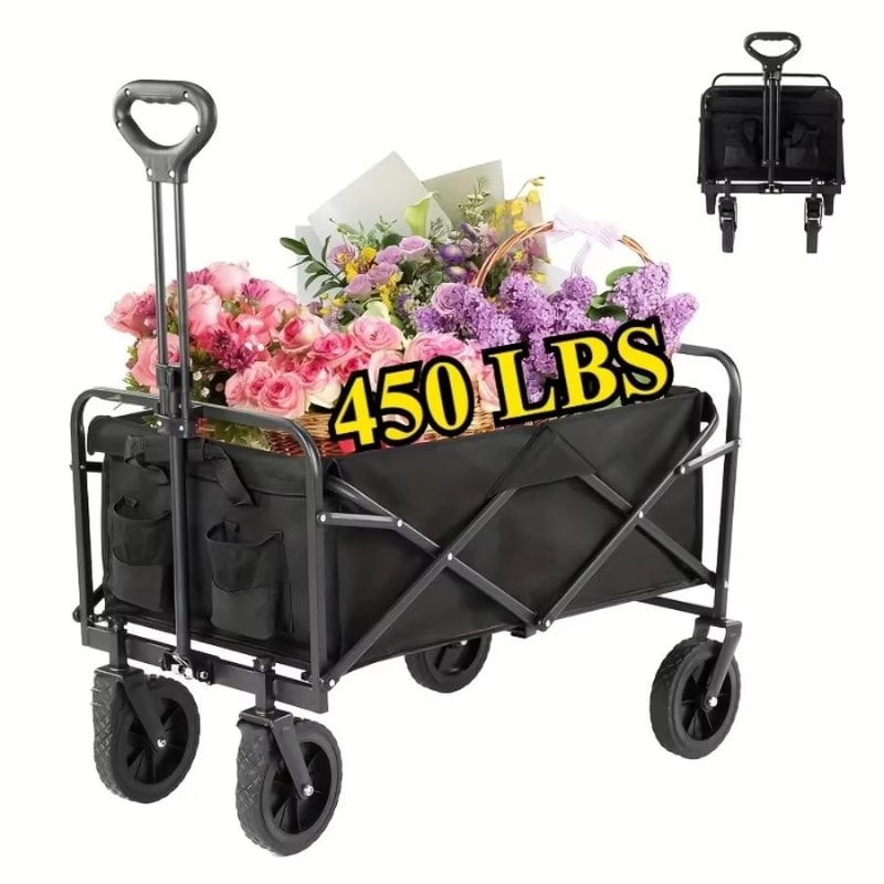 Heavy Duty Foldable Utility Cart 220 LB Capacity Portable Outdoor Camping And Picnic Collapsible Ca 6
