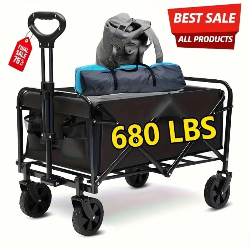 Heavy Duty Foldable Utility Cart 220 LB Capacity Portable Outdoor Camping And Picnic Collapsible Ca 7