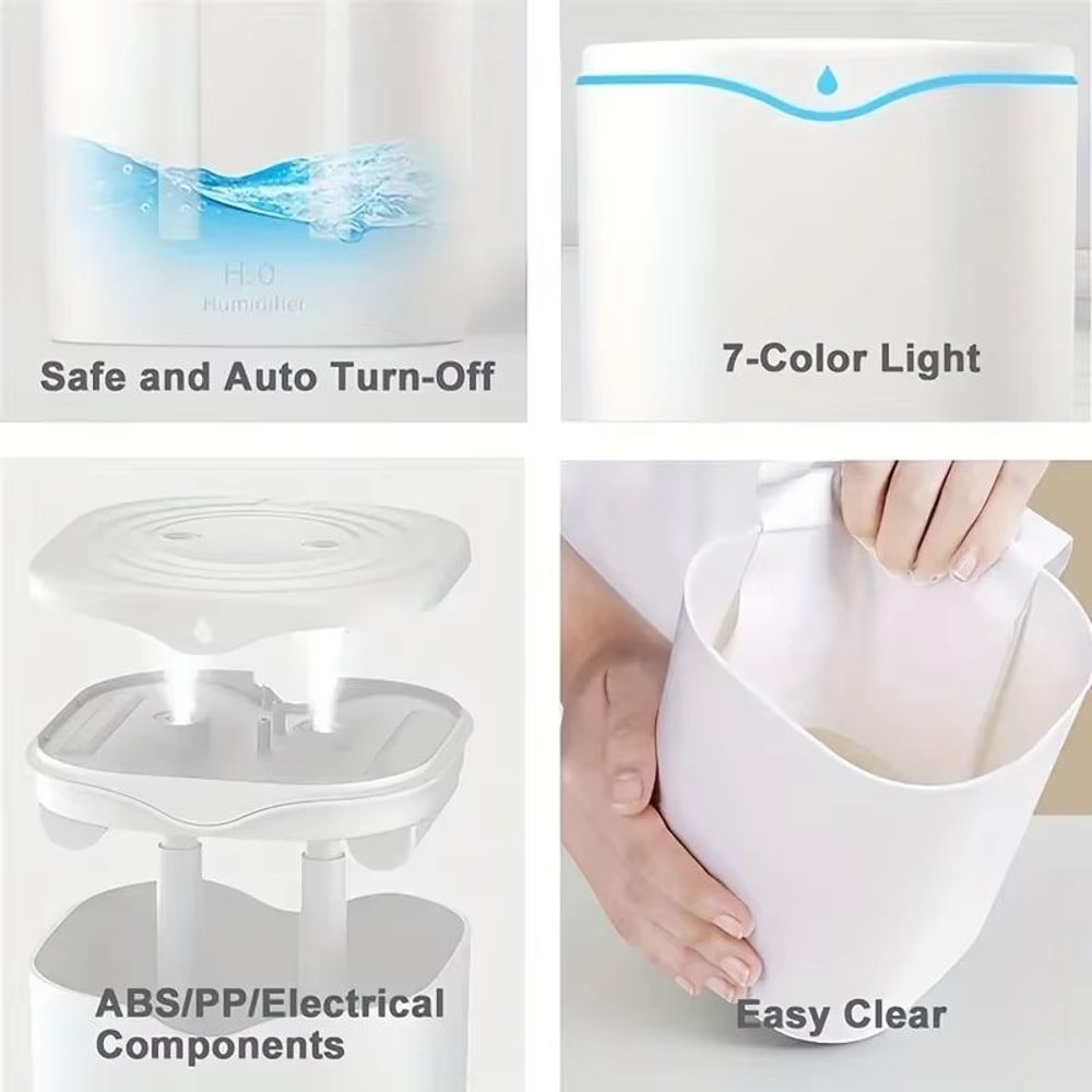 676 Fl Oz Cool Mist USB Air Humidifier With Dual Spray Nozzles And Colorful Night Light 2