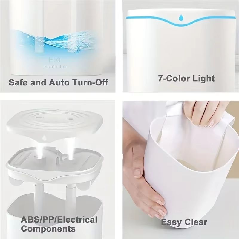 676 Fl Oz Cool Mist USB Air Humidifier With Dual Spray Nozzles And Colorful Night Light 2