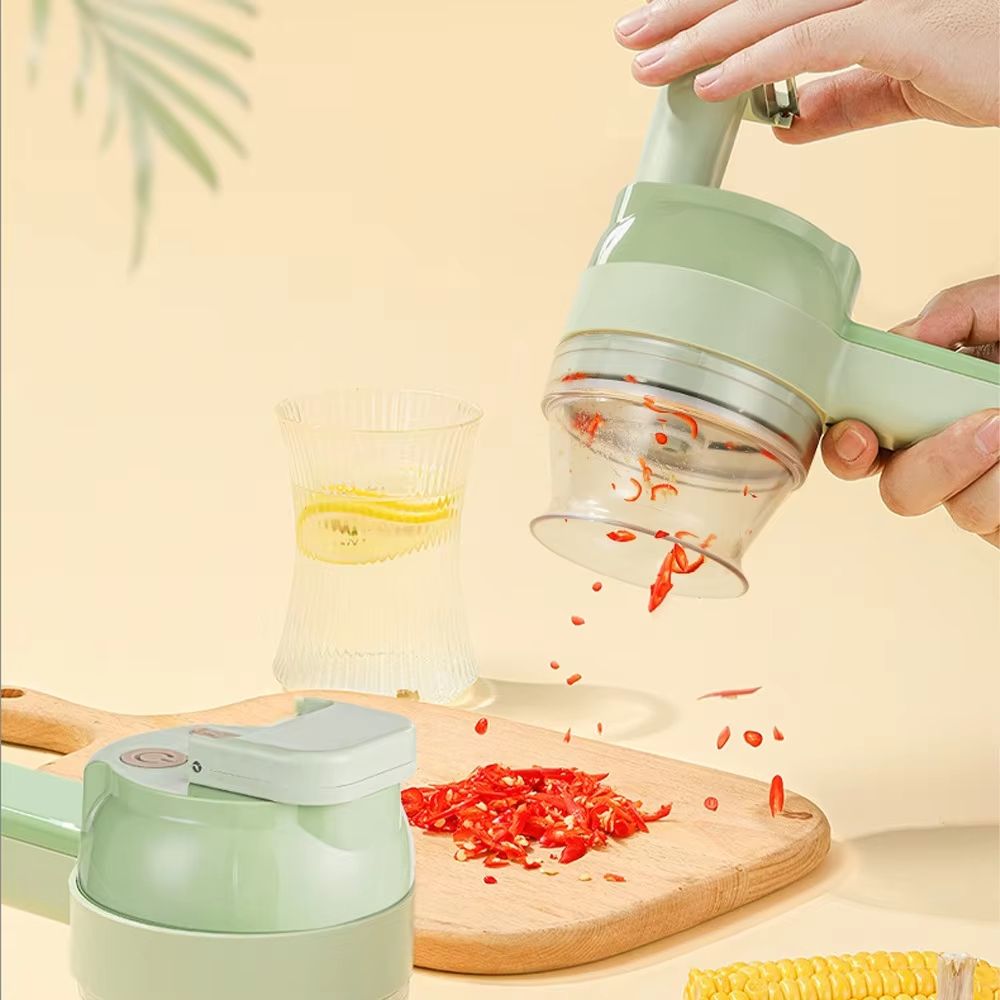 Cordless 4in1 Electric Garlic Mincer Vegetable Cutter Set Portable Handheld Food Chopper 0