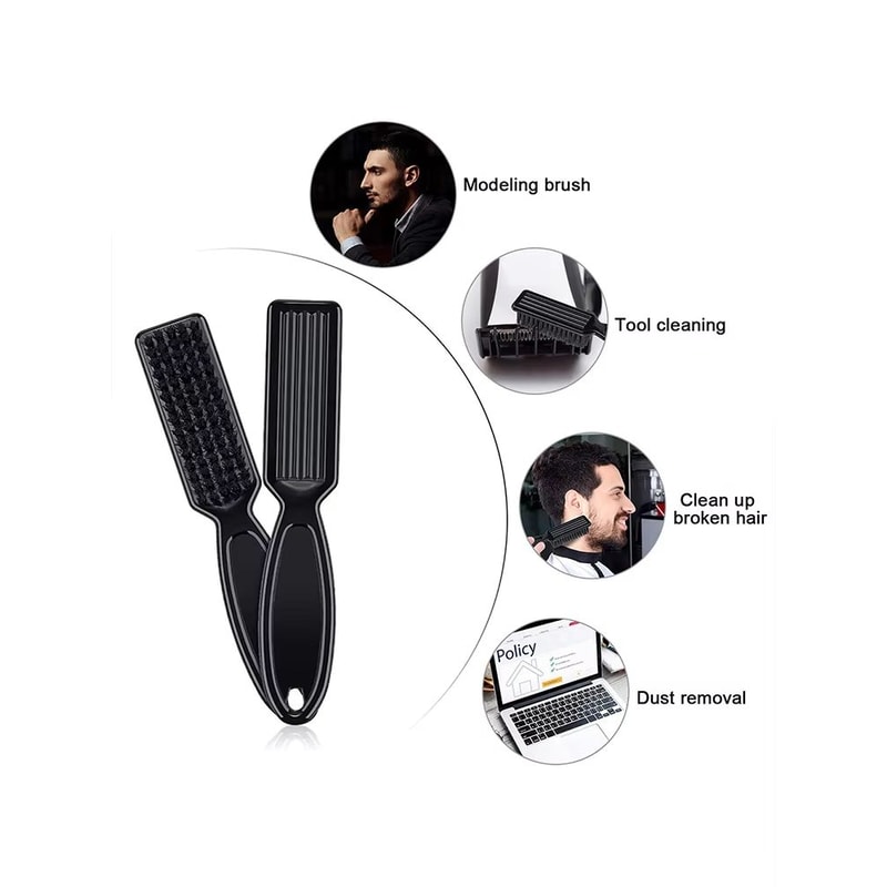 Barber Neck Duster Brush Set For Men With Round Hairdressing And Beard Brushes 2