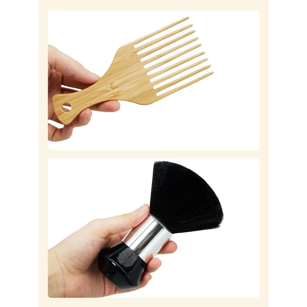Barber Neck Duster Brush Set For Men With Round Hairdressing And Beard Brushes 3