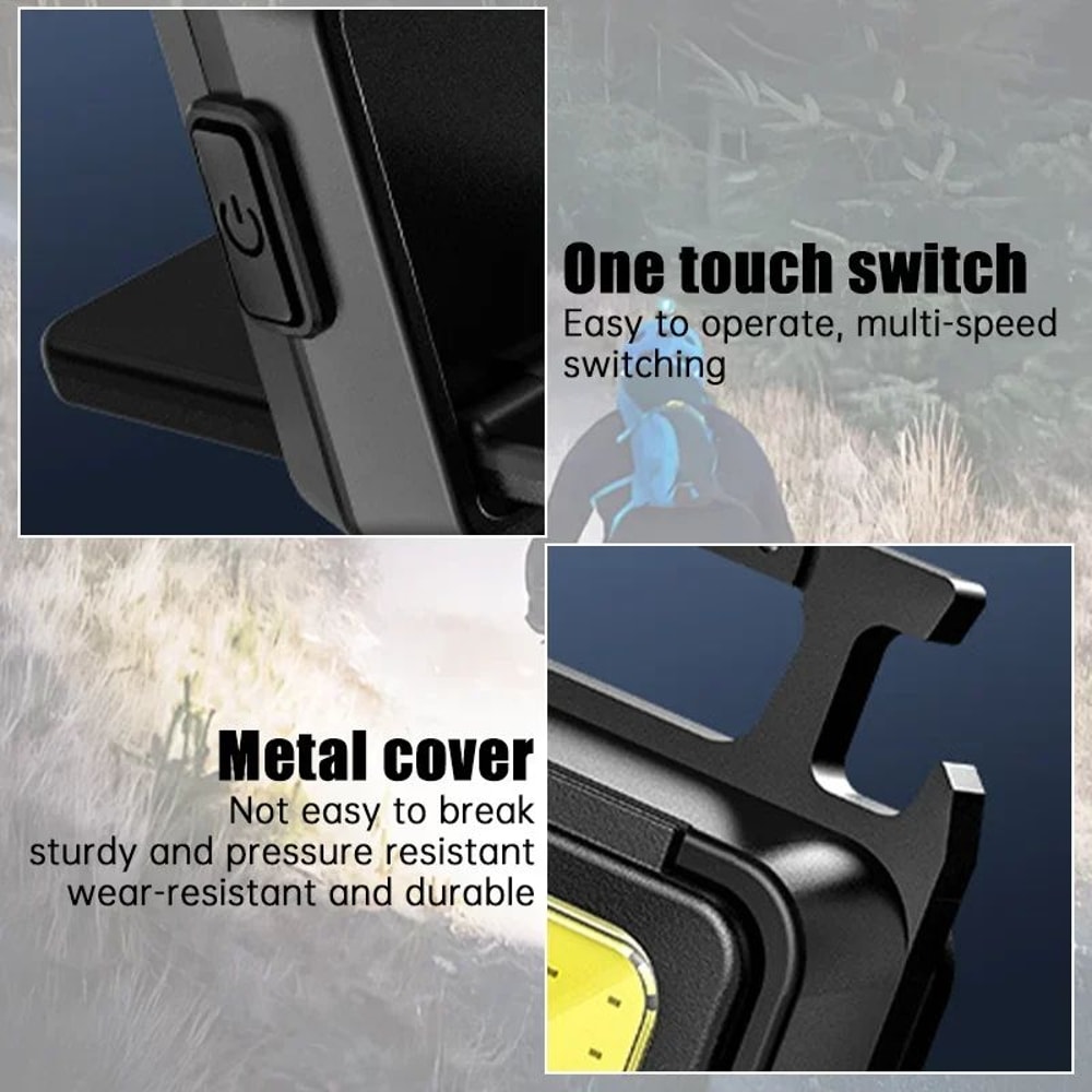 USB Rechargeable Mini COB Keychain Flashlight With 90 Foldable Work Lights 3