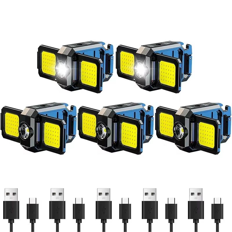 USB Rechargeable Mini COB Keychain Flashlight With 90 Foldable Work Lights 10