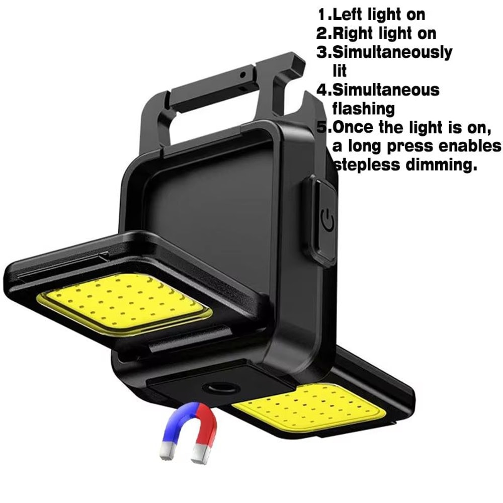 USB Rechargeable Mini COB Keychain Flashlight With 90 Foldable Work Lights 12