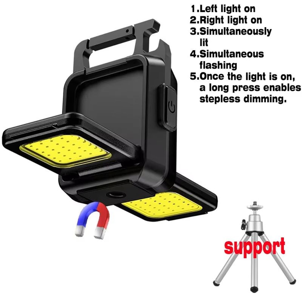 USB Rechargeable Mini COB Keychain Flashlight With 90 Foldable Work Lights 13