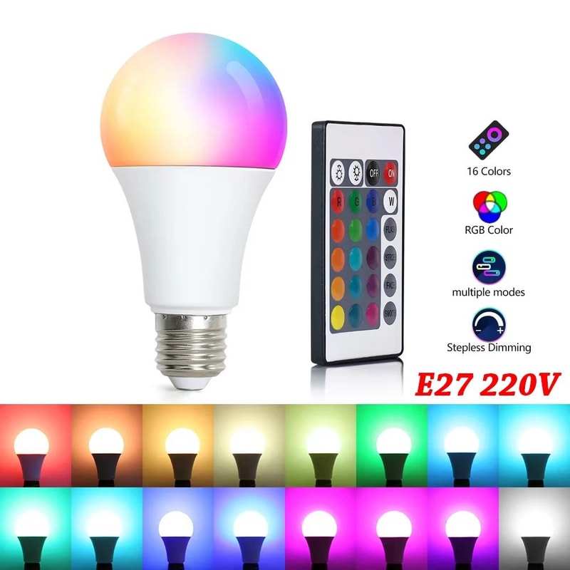 16Color RGB LED Multicolor Bulb With E27 Base And 24Key Remote Control 0