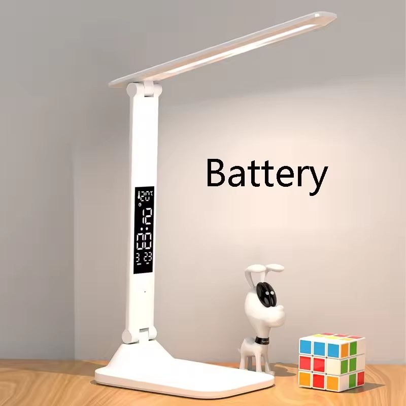 USB Charging Folding LED Desk Lamp With Touch Dimming Alarm Clock And Thermometer 7