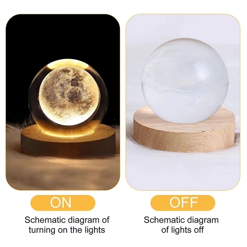 3D Crystal Ball Galaxy Lamp USB Night Light With Planet Projection For Cozy Room Decor 3